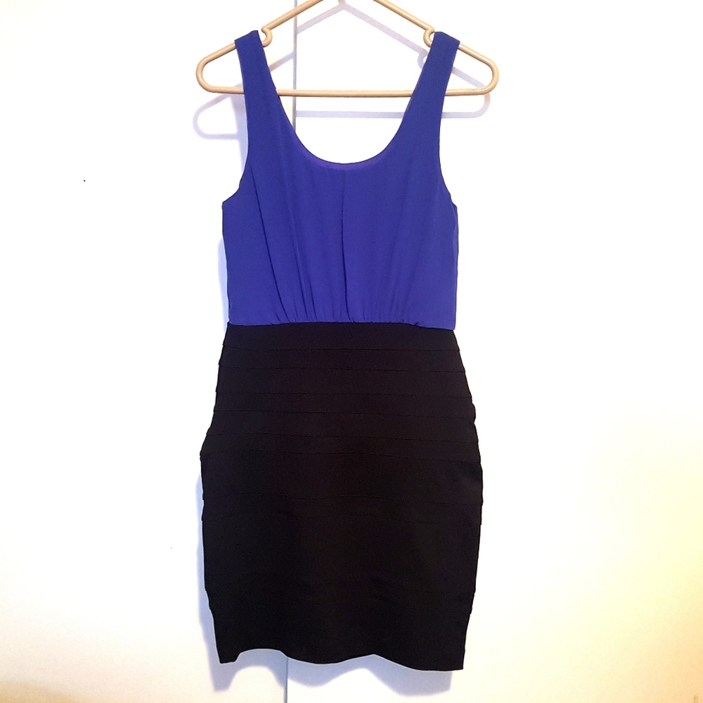 NEW Blue /black fitted bondage dress